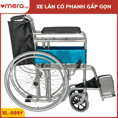 Xe Lăn Tay Gấp Gọn Có Phanh Tay (Khung Thép Mạ Crom) - OROMI XL-809Y