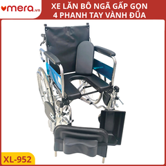 Xe Lăn Đa Năng Ngả Lưng Thành Giường, Có Bô Vệ Sinh (Hệ Thống 4 Phanh, Vành Đũa) - OROMI XL-952