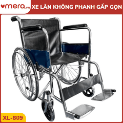 Xe Lăn Tay Gấp Gọn, Không Phanh Tay (Khung Thép Mạ Crom) - OROMI XL-809