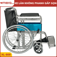 Xe Lăn Tay Gấp Gọn, Không Phanh Tay (Khung Thép Mạ Crom) - OROMI XL-809