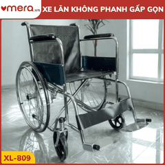 Xe Lăn Tay Gấp Gọn, Không Phanh Tay (Khung Thép Mạ Crom) - OROMI XL-809