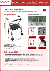Khung Tập Đi Có Ghế Ngồi, Bánh Xe Kép (Gấp Gọn, Thép Mạ Crom) - OROMI KHU-6A