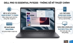 DELL PRO 15 ESSENTIAL PV15255 ( AMD RYZEN(TM) 5 7520U, 8GB, 512GB SSD, 15.6 INCH FHD )
