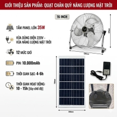 Quạt Chân Quỳ Năng Lượng Mặt Trời 16 Inch QS-2026Q-16
