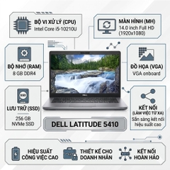 Laptop Dell Latitude 5410 i5-10210U 8GB SSD 256GB 14.0” Full HD giá rẻ