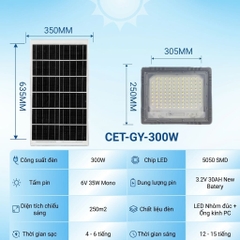 Đèn Năng Lượng Mặt Trời SHCET GY-300W 300W chống nước IP67 ngoài trời