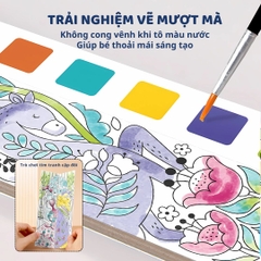 Tranh Tô Màu Nước Kèm Cọ Mideer Watercolour Painting- Dinosaur Academy 3+