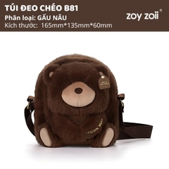 Túi Đeo Chéo Cho Bé Zoyzoii Kids Crossbody Bag B81- Gấu Nâu