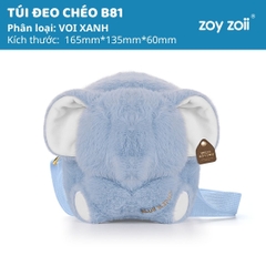 Túi Đeo Chéo Cho Bé Zoyzoii Kids Crossbody Bag B81- Voi Xanh