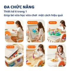 Bàn Gấp Gọn Đa Năng Ghế Ngồi Cho Bé Mideer Multifunctional Block Table 3+