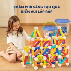 Đồ chơi xếp hình nam châm cho bé Mideer Rainbow Magnetic Building Stick 100 Chi Tiết 3+