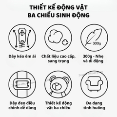 Balo Cho Bé Mầm Non Hình Gấu Bông Zoyzoii Kids Backpack B82 Gấu Nâu
