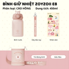 Bình Giữ Nhiệt Cho Bé Zoyzoii Animal Series Thermos Cup E8- Mèo Hồng