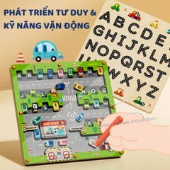 Bảng Gỗ Mê Cung Nam Châm Cho Bé Mideer Magnetic Maze Parking Lot 3+