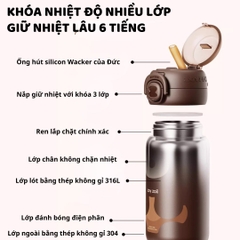 Bình Nước Giữ Nhiệt Cho Bé Zoyzoii Animal Series Thermos Cup E20- Hổ Vàng