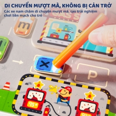 Bảng Gỗ Mê Cung Nam Châm Cho Bé Mideer Magnetic Maze Parking Lot 3+