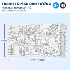 Tranh Tô Màu Dán Tường Mideer Adhesive Colouring Scroll- The Magic Zoo 3+