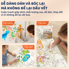 Tranh Tô Màu Dán Tường Mideer Adhesive Colouring Scroll- The Magic Zoo 3+
