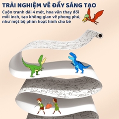 Tranh Tô Màu Dán Tường Mideer Adhesive Colouring Scroll- The Amazing Dinosaurs 3+