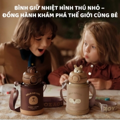 Bình Giữ Nhiệt Cho Bé Zoyzoii Animal Series Thermos Cup E8- Thỏ Xám
