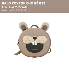 Balo Cho Bé Mầm Non Zoyzoii Animal Series B32 Thỏ Xám