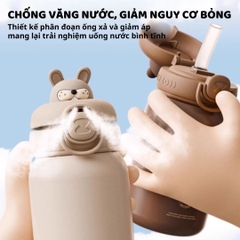 Bình Giữ Nhiệt Cho Bé Zoyzoii Animal Series Thermos Cup E8- Mèo Hồng