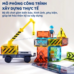 Đồ Chơi Xếp Hình Nam Châm Công Trường Mideer Colorful Magnetic Tiles 33 Chi Tiết 3+