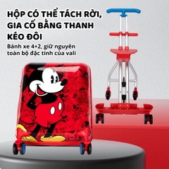 Vali Cao Cấp Cho Bé Kèm Xe Kéo Đa Năng Chính Hãng Mesuca Disney Mickey 20 Inches
