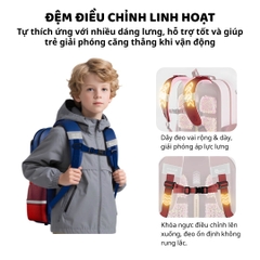 Balo Chống Gù Cho Bé Tiểu Học Zoyzoii Air Elastic Backpack B88-A Màu Xanh