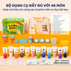 Màu Vẽ Tay Kèm Dụng Cụ 48 Chi Tiết Mideer Finger Paint Set 3+