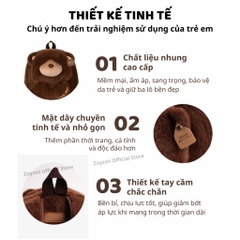 Balo Cho Bé Mầm Non Hình Gấu Bông Zoyzoii Kids Backpack B82 Gấu Nâu