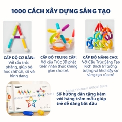 Đồ chơi xếp hình nam châm cho bé Mideer Rainbow Magnetic Building Stick 100 Chi Tiết 3+