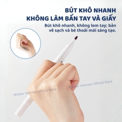 Bút Lông Dầu 2 Đầu Mideer Dual Tip Permanent Marker 3+