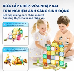 Đồ Chơi Xếp Hình Nam Châm Gia Đình Mideer Colorful Magnetic Tiles 32 Chi Tiết 3+