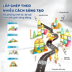 Đồ Chơi Xếp Hình Nam Châm Gia Đình Mideer Colorful Magnetic Tiles 32 Chi Tiết 3+