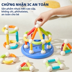 Đồ chơi xếp hình nam châm cho bé Mideer Rainbow Magnetic Building Stick 60 Chi Tiết 3+