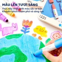 Bút Màu Nước 2 Đầu Kèm Con Dấu Mideer Round-Tip Stamper Washable Marker 12 Màu 3+