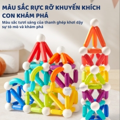 Đồ chơi xếp hình nam châm cho bé Mideer Rainbow Magnetic Building Stick 60 Chi Tiết 3+