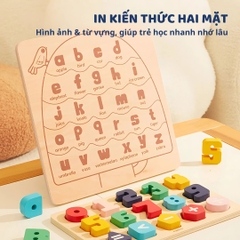 Bảng Ghép Hình Chữ Cái Mideer Wooden Peg Puzzles 18m+