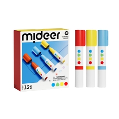 Bút Màu Nước 2 Đầu Kèm Con Dấu Mideer Round-Tip Stamper Washable Marker 12 Màu 3+