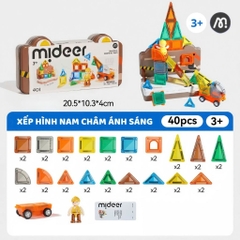Đồ Chơi Xếp Hình Nam Châm Mini Chủ Đề Công Trường Mideer Colorful Magnetic Tiles 40 Chi Tiết 3+