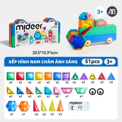 Đồ Chơi Xếp Hình Nam Châm Mini Mideer Colorful Magnetic Tiles 51 Chi Tiết 3+