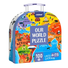 Đồ Chơi Xếp Hình Thế Giới 104 Mảnh Mideer Vali Gift Box Puzzle 4+