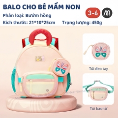 Balo Cho Bé Mầm Non Siêu Nhẹ Màu Hồng Mideer Outing Kids Backpack 1-5 Tuổi