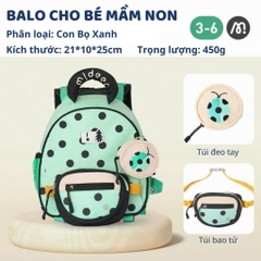 Balo Cho Bé Mầm Non Siêu Nhẹ Màu Xanh Mideer Outing Kids Backpack 1-5 Tuổi