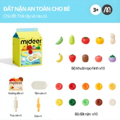 Đồ Chơi Đất Nặn Hữu Cơ Dùng Nhiều Lần Mideer Mellow Dough – Fruit & Veggie Play Set 3+