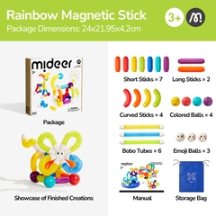 Đồ Chơi Xếp Hình Nam Châm Mideer Rainbow Magnetic Building Sticks 26 Chi Tiết 3+