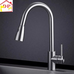 Vòi rửa bát, rửa chén nóng lạnh inox dây rút tiện dụng GIORMANI VRB25 kèm dây cấp nước inox