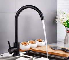 Vòi rửa bát, rửa chén nóng lạnh inox mạ đen GIORMANI VRB23 kèm dây cấp nước inox