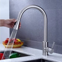 Vòi rửa bát, rửa chén nóng lạnh inox dây rút tiện dụng GIORMANI VRB25 kèm dây cấp nước inox